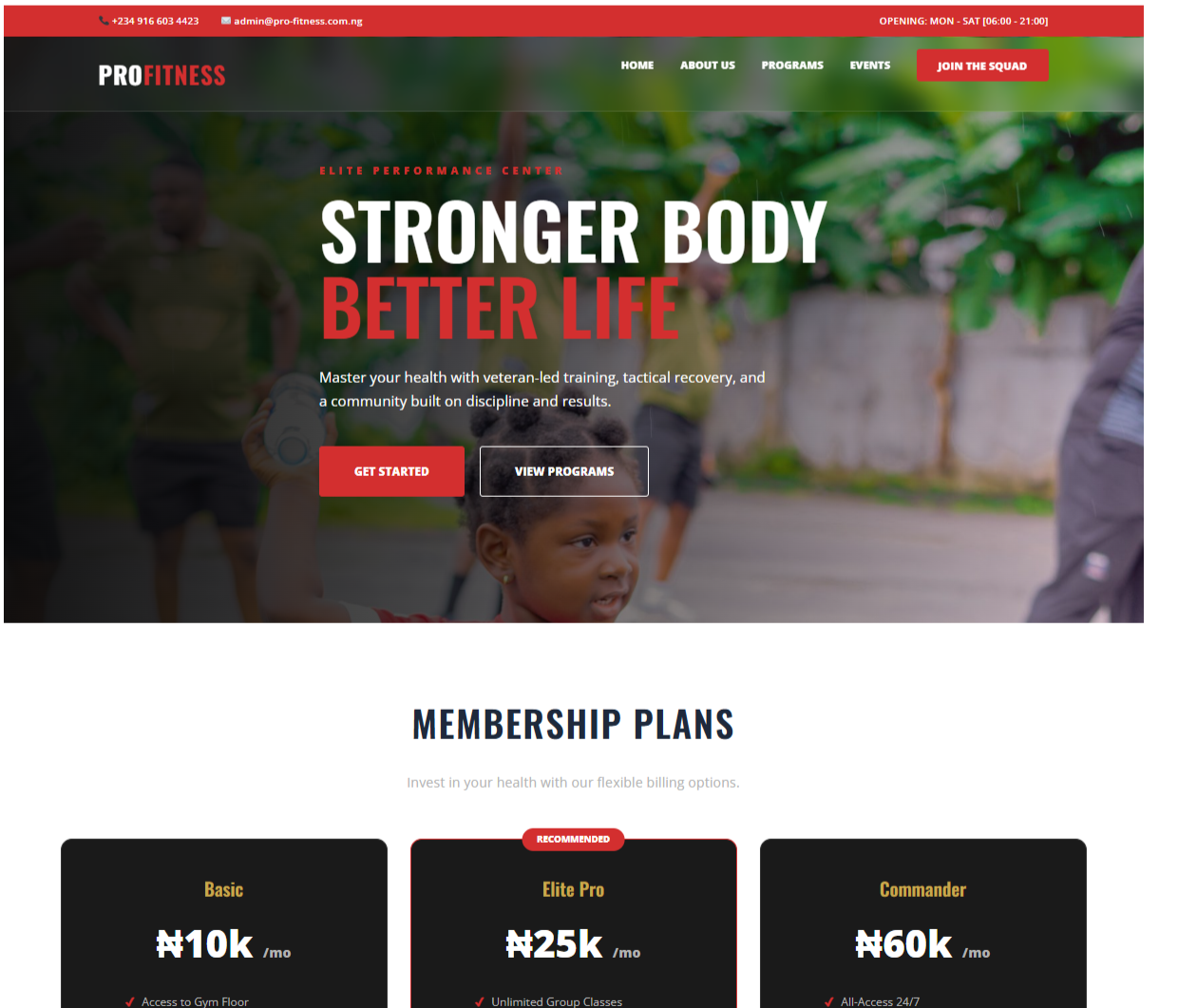 Fitness Website Design