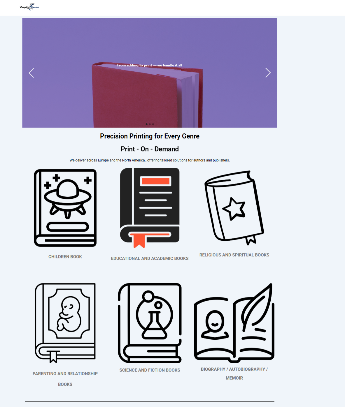 US based Printing Press Landing Page